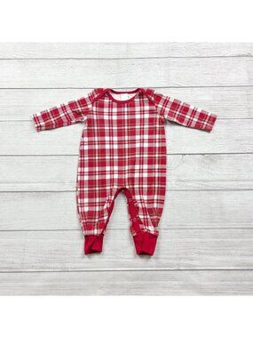 Tesa Babe Red Plaid Christmas Baby Pajamas Long Sleeve Romper 12-18 Months